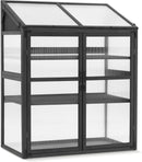 Macrout Cold Frame Greenhouse, Large Wooden Greenhouse Cabinet, Garden Cold Frame with Adjustable Shelves for Outdoor Indoor Use, 1344 (Dark Grey) by GreenHaven Gardens