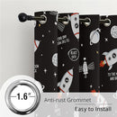 Kids Space Rocket Blackout Curtains - 100% Blackout, Thermal Insulated, Noise Reducing, Perfect for Kids Room and Nursery, 2 Panels (Blast-Off Moon Mission, W52×L63) by TinyTreasures Baby Boutique