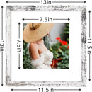 Vittanly 12x12 Picture Frames Set of 9, Shatter Resistant Plexiglass, Display 8x8 Pictures with Mat or 12x12 without Mat, Photo Frames for Wall Mount, Engineered Wood, Distressed White by CozyNest Decor