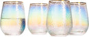 Festive Lustered Iridescent Stemless Wine - Set of 4