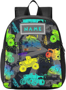 Colorful Monster Truck Toddler Backpack Waterproof Mini Backpack with Name/Text Preschool Backpack Cute Small Backpack Kindergarten Pre School Bags 13 Inch by TinyTreasures Baby Boutique