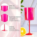 Ciaell 12 Pack Plastic Wine Glasses - 10Oz Hot Pink Plastic Wine Glasses With Stem - Disposable Stemmed Cups for Parties & Weddings by CozyNest Decor