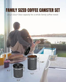 HAIOOU Airtight Coffee Canister, 22OZ +16OZ 2 Piece Stainless Steel Coffee Bean Storage Container with Date Tracker, Measuring Scoop, 6Pcs CO2 Valves, Mini Tongs for Coffee Bean, Grounds - Grey by CozyNest Decor