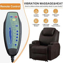 AHMED Power Recliner Chair with Vibration Massage & Heat for Adults, Faux Leather Home Theater Seating with Cup Holders/LED Lights/USB Ports/Side Pockets for Living Room, Brown by CozyNest Decor