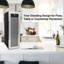 NutriChef PKCWC12 12 Bottle Cooler Refrigerator White and Red Countertop Chiller, Freestanding Compact Mini Wine Fridge with Digital Control, Stainless Steel by CozyNest Decor
