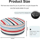 Inflatable Ottoman Stool D31 xH14 for Outdoor/Indoor Use, Water Repellent Patio Foot Rest Stool with Portable Handle,Round Pouf Ottoman Suitable for Garden,Deck and Camping - Stripe Red Blue by CozyNest Decor