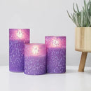 Purple Flameless Candles with Remote and Timer, Flickering Real Wax Battery Operated Candles, Set of 3 LED Pillar Candles for Halloween Christmas Wedding Home Decor by CozyNest Decor