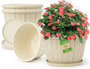 Quarut 12 Inch Large Planter Pot for Plants Indoor Outdoor, 4 Pack Plastic Flower Pots with Drainage Hole & Tray, Modern Decorative Garden Pot with Saucer, Plant Container for House（White） by CozyNest Decor