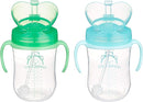 Amazon Brand - Mama Bear Silicone Weighted Straw Sippy Cup, 9 Ounces, Pack of 2, Blue/Green by TinyTreasures Baby Boutique