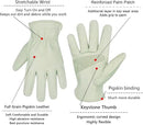 HLDD HANDLANDY Leather Work Gloves for Men & Women, Adjustable Wrist Cowhide Gardening Glove with Reinforced Palm for Driver by GreenHaven Gardens