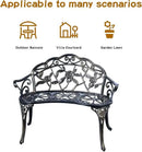 JARDIN DE CENTENNIAL Patio Garden Bench Metal Park Bench Cast Aluminum Outdoor Furniture with Floral Rose for Patio,Park,Lawn,Yard (Copper) by GreenHaven Gardens