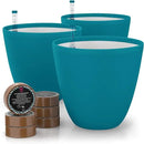 GARDENIX DECOR Self Watering Pots for Indoor Plants 3 Pack - Flower Pot with Water Level Indicator for Plants, Grow Tracking Tool - Self Watering Planter Plant Pot - Coco Coir - Teal by GreenHaven Gardens