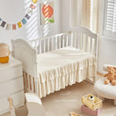 Tufted Ruffle Crib Bedding Set 3 Pieces Baby Boho Quilted Comforter with Fitted Sheet and Bed Skirt - Cute Ruffled Shabby Chic Baby Bedding Soft Blanket Design Cream White by TinyTreasures Baby Boutique