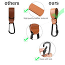 3 Pcs Baby Stroller Hook, Carry 20 lbs per Stroller Carabiner Clip, Adjustable Baby Stroller & Car Seat Hook for Hanging Diaper Bag, Wheelchair, Shopping and Pet Cart(Leather) by TinyTreasures Baby Boutique