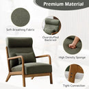 INZOY Mid Century Modern Accent Chair Set of 2, High Back Reading Armchair with Wood Frame, Upholstered Living Room Chairs with Waist Cushion, Single Lounge Arm Chair for Bedroom Sunroom, Green by CozyNest Decor