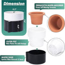 8 Inch Self-Watering Planter Pot with Terracotta Insert, Deep Water Reservoir, and Ceramic-Alike BPA-Free Plastic Planter Pot for Plant, Modern Planter for Houseplants, Black/White, 53-C-T-7 by GreenHaven Gardens