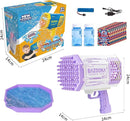 Bubble Gun, Bazooka Bubble Machine Gun, Bubble Blaster Gun with Bubble Solution, 69 Holes Bubble Bazooka Gun Outdoor Summer Toy Party Favors for Kids Purple Bubble Maker Blowers by TinyTreasures Baby Boutique