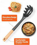 Silicone Pasta Fork, Kitchen Heat Resistant Noodle Spoon Server, BPA Free Spaghetti Strainer,12.8 inch (Grey) by CozyNest Decor