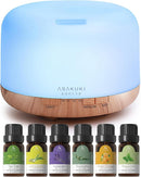 ASAKUKI Oil Diffuser with Essential Oils Set, 500ml Aromatherapy Humidifier with 14 LED Colors & Auto Shut-Off - 6 Oil Gift Pack(Lavender Eucalyptus Tea Tree Orange Peppermint Lemongrass) by TinyTreasures Baby Boutique