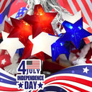 20 LED 4th of July Decor Big Star Lights, 17FT Red White and Blue Star String Lights Plug in, Memorial Day Independence Day Patriotic Decorations Outdoor Indoor for Home Garden Patio, White Wire by GreenHaven Gardens