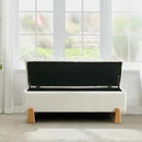 Storage Ottoman Bench for Bedroom Small Spaces 48.6 Inch with Hinged Lid Solid Wood Tapered Legs Tufted Upholstered Fabric for Living Room & Bedroom, Beige by CozyNest Decor