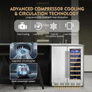 Wine and Beverage Refrigerator, 24 Inch Stainless Steels Beverage Fridge Dual Zone, Wine Beverage Cooler Built-in or Freestanding with Upgraded Cooling, 20 Bottles and 88 Cans Large Capacity by CozyNest Decor