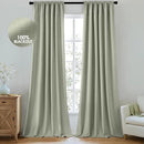 MIULEE 100% Blackout Curtains 84 Inch Long 2 Panels for Bedroom, Thick Luxury Faux Linen Black Out Curtain Room Darkening Back Tab Pleat Window Textured Drapes with Hooks for Living Room, Sage Green by CozyNest Decor
