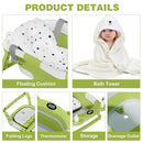 MoreFeel Collapsible Baby Bathtub for Newborn with Thermometer & 1 Hooded Towel & 1 Soft Floating Cushion,Portable Travel Bathtub with Drain Hole, Durable Foldable Baby Tubs for Infants to Toddler by TinyTreasures Baby Boutique