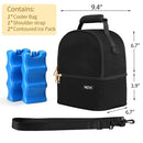 NCVI Breastmilk Cooler Bag with 2 Ice Pack, Breast Pump Bag with Cooler Fits 6 Bottles, Double Layer Breast Milk Baby Bottle Cooler Bag, for Travel, Nursing Mom Daycare, Work, Picnic (Black) by TinyTreasures Baby Boutique
