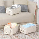 Bidtakay Small Storage Bins for Shelves 3 Pack Fabric Storage Baskets for Organizing 12x8x5 Inch Closet Storage Bins Linen Collapsible Organizer for Closet-Light Biege by TinyTreasures Baby Boutique