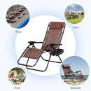 Nazhura Set of 2 Relaxing Recliners Patio Chairs Adjustable Steel Mesh Zero Gravity Lounge Chair Beach Chairs with Pillow and Cup Holder Khaki (Brown) by CozyNest Decor