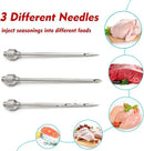TGE-V 1-oz Plastic BBQ Marinade Injector Kit, Turkey Injector Syringe (3 Stainless Steel Meat Needles + 3 Replacement O Rings + 1 Cleaning Brush) for Smoked BBQ Grill by GreenHaven Gardens
