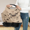 Binienty Brown Dog Paw Prints Infant Carseat Canopy for Boys Girls - Pug Animal Stretchy Breathable Soft Infants Stroller Cover Cozy Car Seat Covers by TinyTreasures Baby Boutique