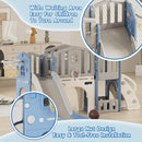 8 in 1 Toddler Slide Set, Kids Slide for Toddlers Age 1-3, Toddler Climber Slide PlaySet with Basketball Hoop and Ball, Outdoor Indoor Kids Playground for Toddlers 1-3, Blue Grey by TinyTreasures Baby Boutique