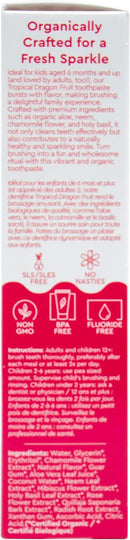 RADIUS USDA Organic Kids Toothpaste 3oz Non Toxic Chemical-Free Gluten-Free Designed to Improve Gum Health for Children's 6 Months and Up - Dragon Fruit - Pack of 3 by CozyNest Decor