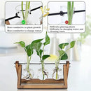 Kingbuy Desktop Glass Planter Iron and Wooden Stand Plant Terrariums for Indoor Office Desk Decor Accessories, 3 Bulb Vases, Brown