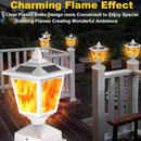 Solar Post Flame Light,Outdoor Deck Fence Post Cap LED Light,Waterproof 4x4 5x5 6x6 White Post Top Solar Powered Light with Flickering Flame for Garden Outside, 4 Pack by GreenHaven Gardens