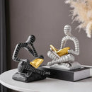 Heavy Duty Book Ends for Shelves, Thinker Decorative Bookends for Heavy Books, Unique Book Stoppers to Hold Book, Bookshelf Accessories, Modern Home Office Decor Aesthetic Black & White by CozyNest Decor