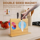 Magnetic Knife Block 28 x 19 Inches, Double Sided Magnetic Knife Holder Rack for Kitchen Counter, Acacia Wood Magnetic Knife Storage Stand with Knife Sharpener by CozyNest Decor