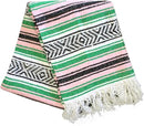 Del Mex Classic Mexican Blanket, Large Authentic Woven Falsa Throw (70"x50"), Artisan Southwest Décor for Beach, Yoga, Outdoors (Green/Pink) by CozyNest Decor