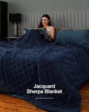 Pawque Super Soft Cozy Throw Blanket Twin Size for Couch Bed, Fluffy Sherpa Fleece Reversible Thick Warm Fuzzy Blanket for All-Season, 3D Checkered Jacquard Decorative Blankets, Navy Blue, 60" x 80" by CozyNest Decor