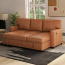 EBELLO Convertible Sleeper Sofa 3 in 1, Faux Leather Modern L-Shaped Couches for Living Room, Pull Out Sectional Futon Sofa Bed with Storage Space, USB Ports and Cup Holders for Bedroom, Brown by CozyNest Decor