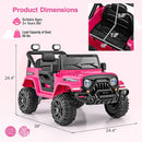Costzon 12V Kids Ride on Truck Car, Electric Vehicle w/Remote Control, Threaded Wheels, 3 Speeds, LED Lights, Music, Horn & Wireless Connection, Battery Powered Ride on Toy for Boys & Girls 3+ (Pink) by TinyTreasures Baby Boutique
