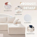 Hobestluk 96“ Modular Sectional Sofa Couches L-Shape Couch 3 Seat Modular Sofa Memory Foam Sectional Couches for Living Room, Cloud Couch with Oversized Chaise (White, Checked (Right Facing Chaise)) by CozyNest Decor