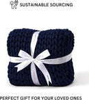 YnM Chunky Throw Blanket, Medium-Weight, Hand Knitted, Skin Friendly, Ventilated and Breathable, Machine Washable, Home Décor Piece for Couch, Sofa and Bed (Indigo Blue, 40x50 Inch) by CozyNest Decor