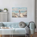 cozy country Beach Wall Art 36"x24" - Coastal Pictures Ocean Canvas Decor - Nautical Artwork Seascape Hand Painting for Girls Room, Sea House by CozyNest Decor