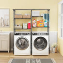 U14 Over Washer and Dryer Storage Shelves, 4 Tiers Laundry Room Storage and Organizer System, Space Saving Clothes Drying Rack with 2 Clothes Hanger Rods, 66.5" W x 20.5" D x 77.4" H, Black by CozyNest Decor