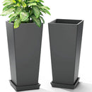 FENCY Set of 2 Tall Planters for Outdoor Plants, 24 Inch Large Tapered Pots with Drainage Trays, Weather-Resistant Plastic Plant Containers for Patio, Porch, Garden, Front Door Decor,Gray by CozyNest Decor