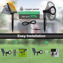 Solar Powered LED Spot Light, T-SUNUS 2 in 1 Installation Separated Panel and Light, IP65 Waterproof Outdoor Landscape Security Lighting for Patio,Yard,Garden,Driveway,Stair (2Pack White-6000K) by GreenHaven Gardens