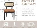 EALSON Mid Century Modern Rattan Dining Chairs Set of 4 Farmhouse Black Wood Kitchen Chairs with Cane Back Leather Upholstered Accent Armless Chairs for Dining/Living Room Restaurant, Brown by CozyNest Decor